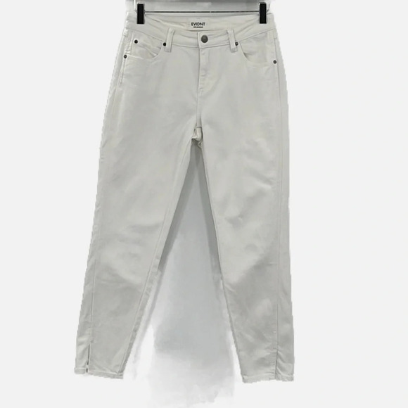 EVIDNT LA Tate Notched Hem Mid Rise Skinny Jean in White - Size 26 - Picture 4 of 11